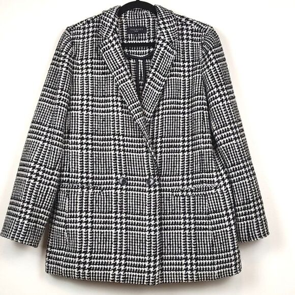 Talbot's Houndstooth Plaid Double Breasted Wool Blend Coat - Picture 12 of 12